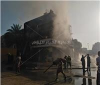 الصور الأولى لحريق أحد محال الأقمشة في «بولاق»