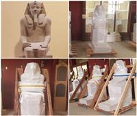 مجموعة تماثيل الملك سنوسرت الأول تصل المتحف المصري الكبير