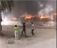 فيديو..حريق ضخم يلتهم سوق توشكى بحلوان   
