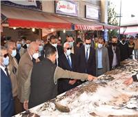 محافظ بورسعيد ووفد المنظمة العربية للتنمية الإدارية يتفقدون سوق الأسماك