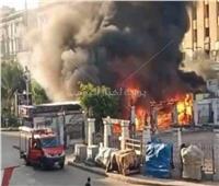 حريق هائل في شادر فوانيس رمضان بميدان المنشية وسط الإسكندرية | صور