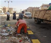 رفع تراكمات القمامة من شوارع مدينة الشهداء .. صور