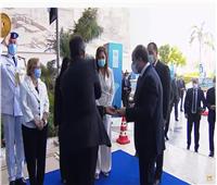 لحظة وصول الرئيس السيسي لحضور إطلاق تقرير الأمم المتحدة للتنمية البشرية