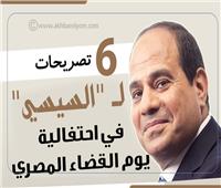 إنفوجراف| 6 رسائل من الرئيس السيسي باحتفالية يوم القضاء المصري