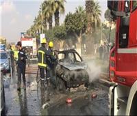 اخماد حريق داخل سيارة ملاكي أعلى كوبري عباس بالجيزة