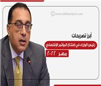 إنفوجراف| أبرز تصريحات رئيس الوزراء خلال «المؤتمر الاقتصادي- مصر 2022»