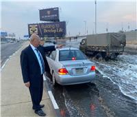 رئيس مياه القاهرة يتابع شفط الأمطار بمحور المشير