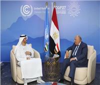 «شكري» يستقبل وزير الصناعة الإماراتي علي هامش فعاليات «قمة المناخ» 