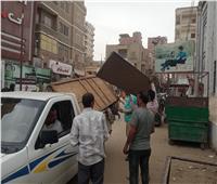 تحرير 117 محضراً خلال حملة لإزالة الإشغالات بشوارع ملوي بالمنيا