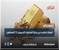 انفوجراف| أسعار الذهب في بداية تعاملات الخميس 24 أغسطس