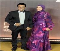 سامح حسين وزوجته في حفل مهرجان القاهرة للدراما بالعلمين
