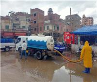 شفط تجمعات مياه الأمطار من شوارع المدن والقرى بالمنوفية