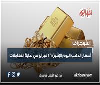إنفوجراف| أسعار الذهب اليوم الإثنين 26 فبراير في بداية التعاملات 