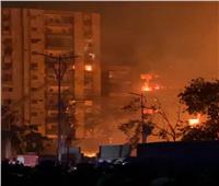 استمرار توافد سيارات الإطفاء على موقع حريق استوديوهات الأهرام