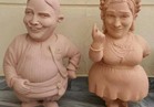  طالبة بفنون جميلة المنيا تنحت تمثالين لماري منيب و"القصري"