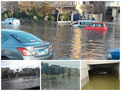 غرق السيارات والمنازل بسبب الأمطار