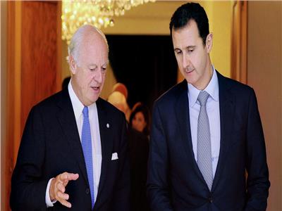 بشار الأسد وستيفان دي ميستورا