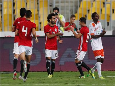 احتفالات لاعبي منتخب مصر أمام النيجر