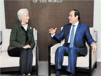 الرئيس السيسى فى لقاء سابق مع كريستين لاجارد مدير صندوق النقد الدولى