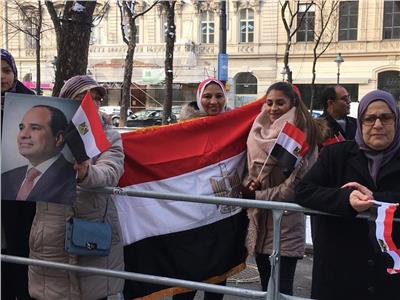 الجالية المصرية في النمسا تحتفل بوصول الرئيس السيسي
