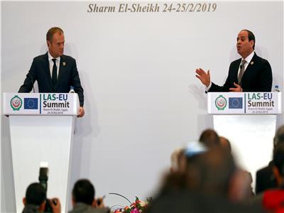 الرئيس عبدالفتاح السيسي خلال المؤتمر الصحفي للقمة العربية الأوروبية