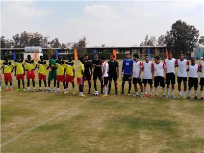 منتخب جامعة أسيوط خلال المباراة الماضية مع المنتخب الموريتاني 