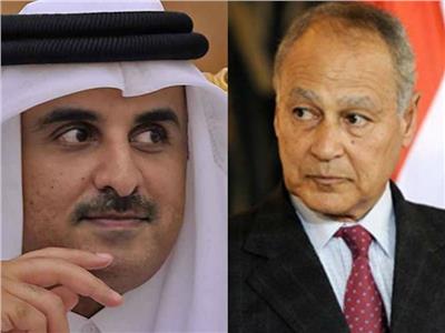 الأمين العام لجامعة الدول العربية،أحمد أبو الغيط | تميم بن حمد آل ثاني أمير قطر