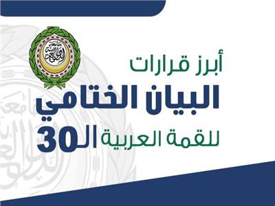 إنفوجراف| أبرز قرارات البيان الختامي للقمة العربية الـ30