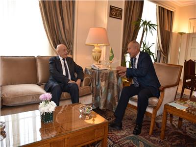 رئيس مجلس النواب الليبى  مع أبو الغيط 