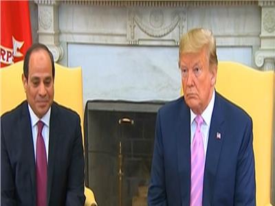 الرئيس السيسي وترامب خلال المؤتمر الصحفي للقمة الامريكية المصرية 2019