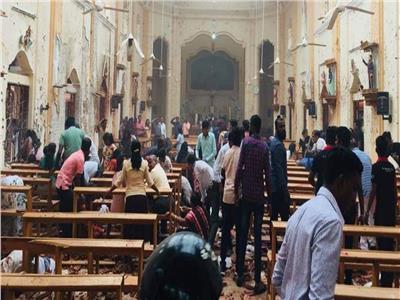 جانب من أثار التفجيرات في إحدى الكنائس