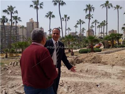 متابعة أعمال التطوير بحديقة الإسعاف ومحيط الاستاد بالإسكندرية