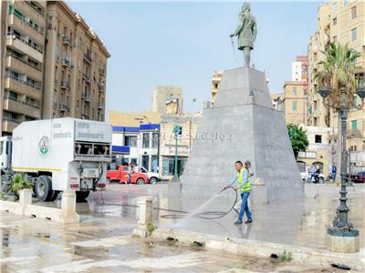 إعادة تأهيل ميدان وتمثال إبراهيم باشا بمحطة الرمل وسط الإسكندرية