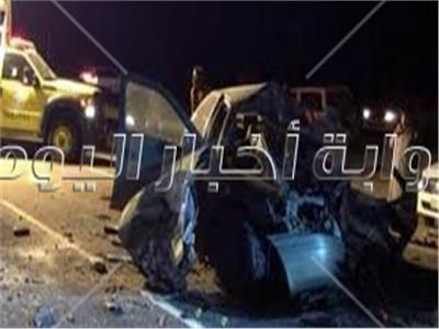 مصرع إمرأة وإصابة ثلاثة أخرين فى تصادم سيارتين بمحور 30 يونيو بطريق بورسعيد الإسماعيلية