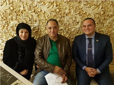 هيثم نجم مع المخرج حسني صالح والفنانة الفديرة سميرة عبد العزيز