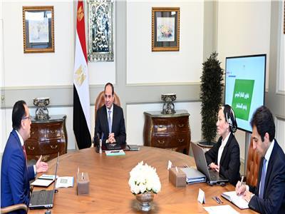 الرئيس عبدالفتاح السيسي خلال لقائه رئيس الوزراء ووزيرة البيئة