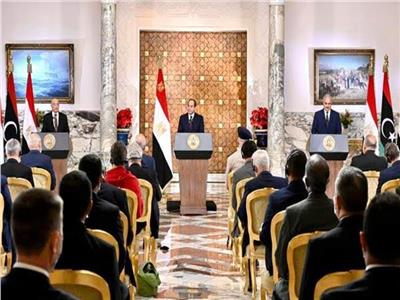 الرئيس عبد الفتاح السيسي وعقيلة صالح وخليفة حفتر 