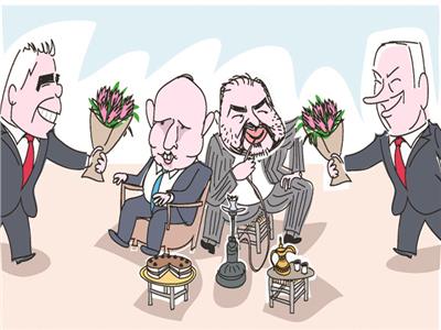 رسام هاآرتس يعبر عن تودد نتانياهو لمنصور عباس وتودد يائير لاپيد لنفتالى بينت زعيم حزب «يمينا»