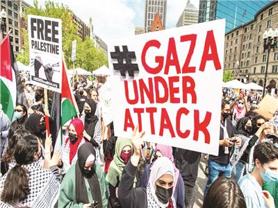 مظاهرة مؤيدة للفلسطينيين فى ساحة كوبلى بوسطن