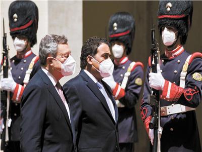 رئيس الوزراء الإيطالي ماريو دراجي يستقبل محمد المنفي