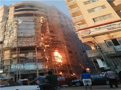 حريق ضخم بمبنى نقابة معلمين المنيا