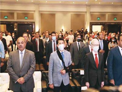 د. أشرف صبحى والمهندس هشام حطب والسفير اليابانى فى مصر أثناء الحفل