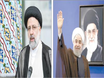 الرئيس المنتهية ولايته حسن روحاني  والرئيس إبراهيم رئيسي