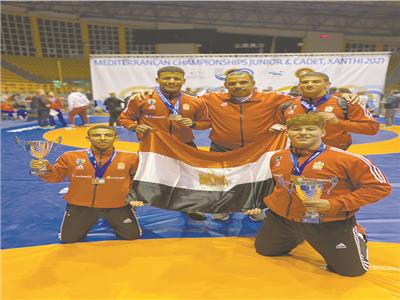 أبطال مصر  للمشروع القومى للمصارعة فى بطولة البحر المتوسط