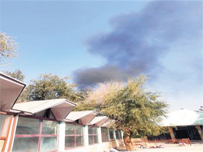 تصاعد الدخان فى منطقة الهجوم   «صورة من روتيرز»