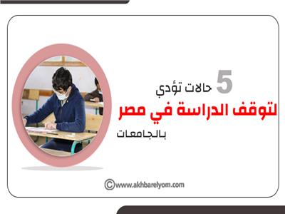 إنفوجراف | 5 حالات تؤدي لتوقف الدراسة في مصر بالجامعات 