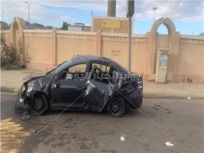 إصابة شخصين في انقلاب سيارة ملاكي بالشيخ زايد