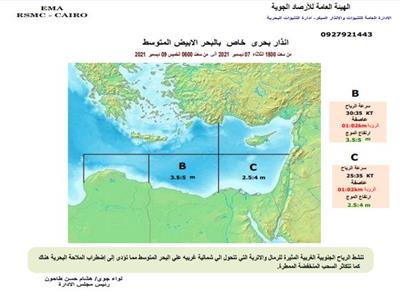 "الأرصاد " تصدر إنذار بحرى هام خاص بالبحر المتوسط    