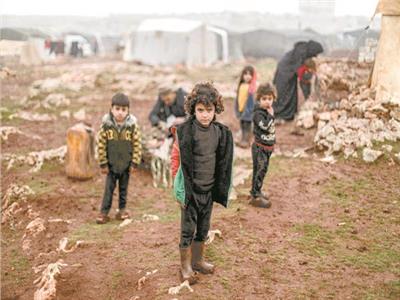 أطفال سوريون بعد نزوحهم بسبب النزاع السورى