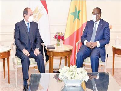  الرئيس عبد الفتاح السيسى أثناء استقباله نظيره السنغالى